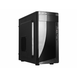 HPC D-03  mATX Case, (500W, 24 pin, 1x 8pin(4+4), 2xSATA, 2xIDE, 1x FDD, 12cm fan), 2xUSB2.0 / HD Audio, Black